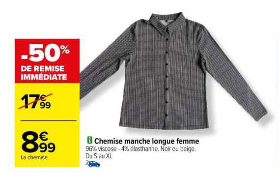 Promo Chemise Manche Longue Femme chez Carrefour - iCatalogue.fr