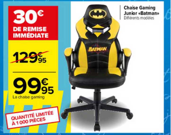 Offre Chaise Gaming Junior Batman Chez Carrefour