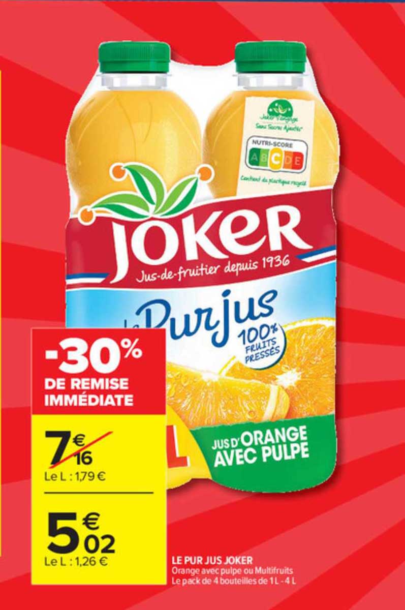 Offre Le Pur Jus Joker Chez Carrefour Market