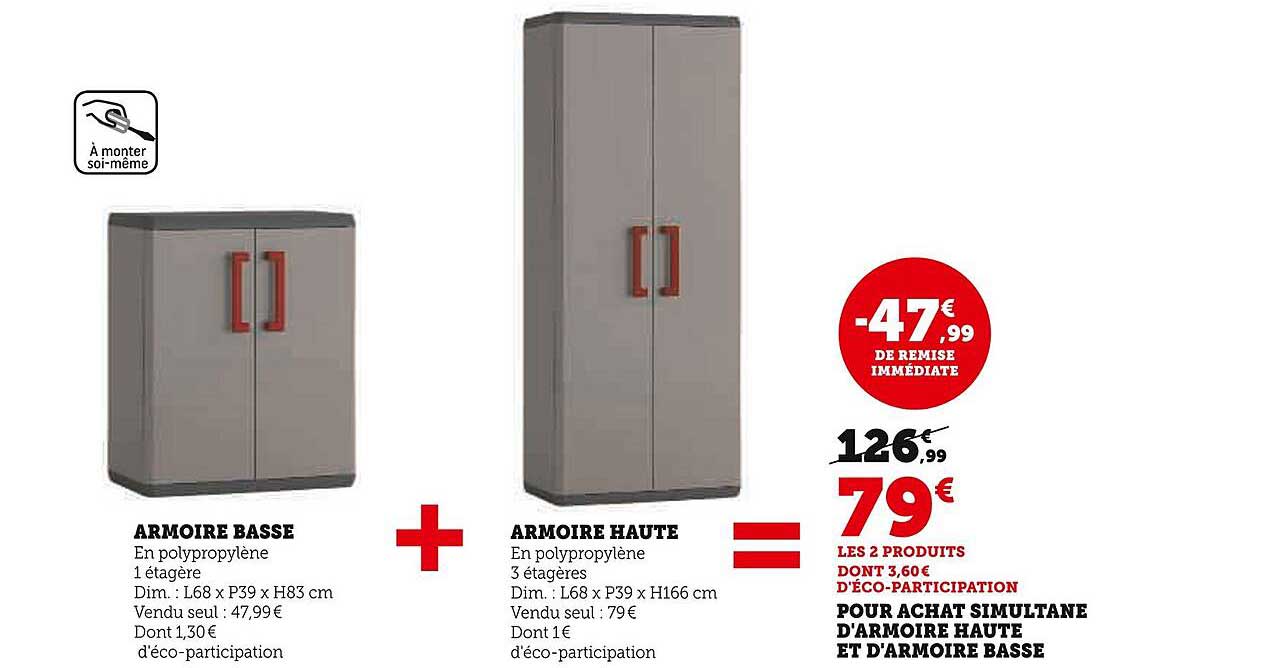 Promo Armoire Basse + Armoire Haute Chez Super U - ICatalogue.fr