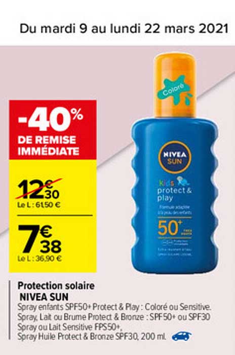 Promo Protection Solaire Nivea Sun chez Carrefour - iCatalogue.fr