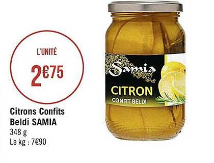 SAMIA Citron confit Beldi 348g pas cher 