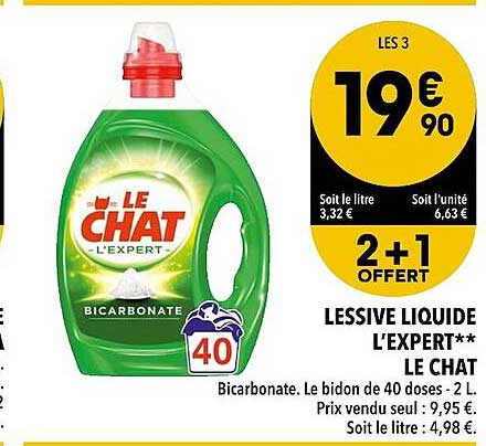 Lessive Le Chat Expert Bicarbonate - Le bidon de 4 L - LE CHAT