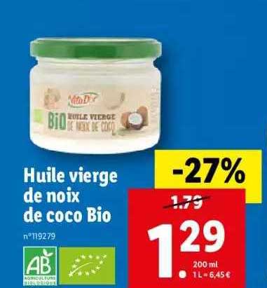 Promo HUILE DE NOIX DE COCO DÉSODORISÉE BIO ABEL chez Auchan