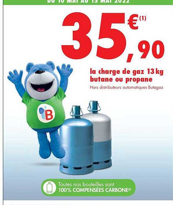 Prix bouteille de gaz Carrefour butane 13 kg en 2023