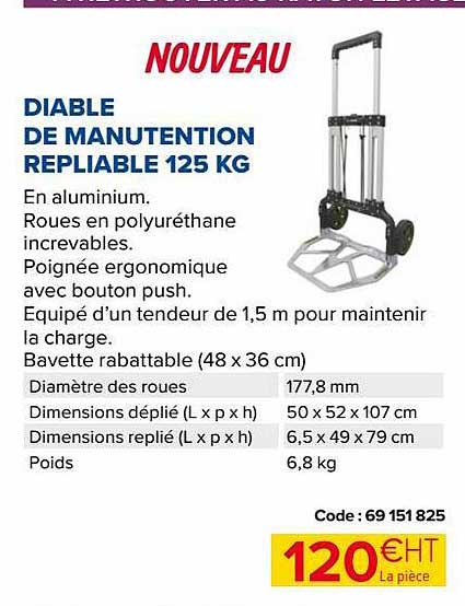 Promo Diable De Manutention Repliable Kg Chez Prolians Icatalogue Fr