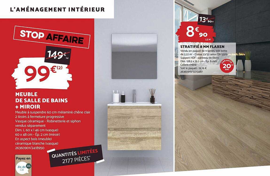 Promo Meuble De Salle De Bains + Mirroir chez Bricomarché - iCatalogue.fr