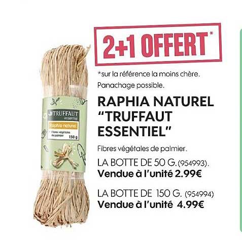 Ficelle Raphia Naturel HEYDA - 30 Mètres, 50g, Couleur Naturelle Pour Emballage Et Déco