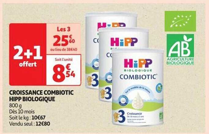 Promo Hipp biologique croissance combiotic 3 chez Auchan