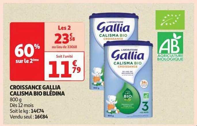 Promo Croissance Gallia Calisma Bio Blédina chez Auchan - iCatalogue.fr