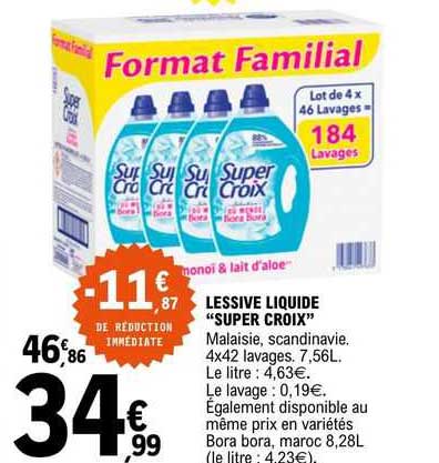 Lessive liquide sensitive SKIP 1,665l x37 lavages - Super U, Hyper