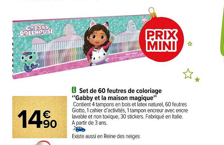 Promo Set De 60 Feutres De Coloriage "gabby Et La Maison Magique" chez