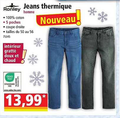 Mymyguoe Jean Thermique Pour Homme - Coupe Ajustée - Pantalon