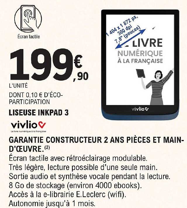 Promo Liseuse inkpad 3 vivlio chez E.Leclerc