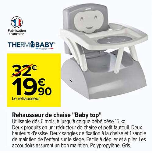 Rehausseur De Chaise THERMOBABY EASY - Enfant 3-6 Ans (30kg), Rose, Léger, Transportable, Fabriqué En France