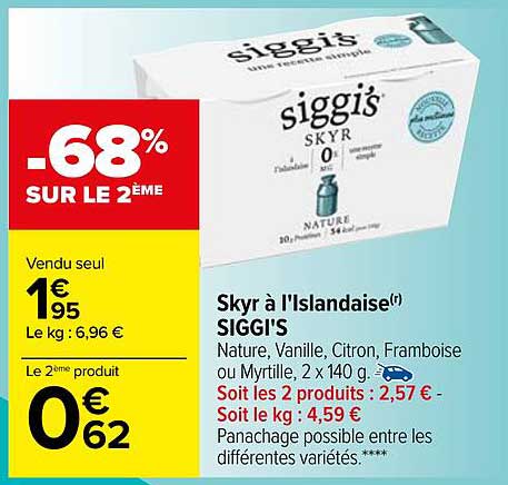 Carrefour Skyr à L'islandaise Siggi's