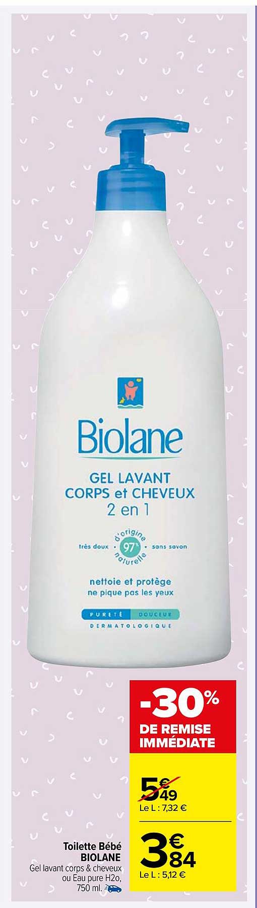 Promo Gel lavant corps et cheveux BIOLANE chez Carrefour