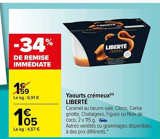 Carrefour Yaourts Crémeux Liberté