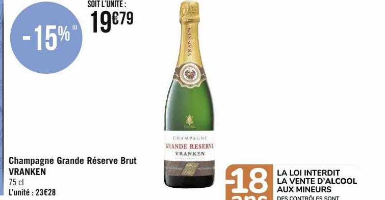 Promo Champagne Grande Réserve Brut Vranken chez Géant Casino ...