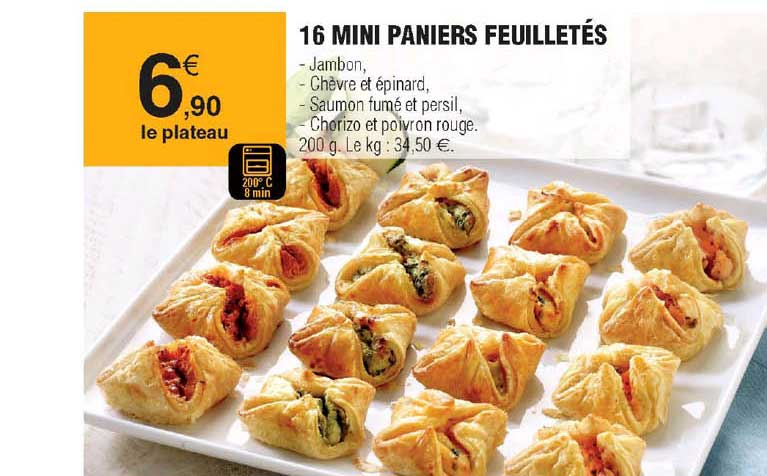 Promo 16 Mini Paniers Feuilletés chez E.Leclerc - iCatalogue.fr
