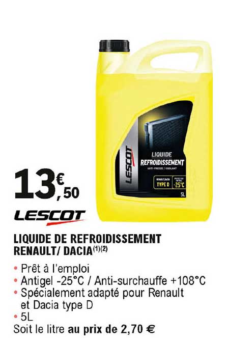Promo Liquide de Refroidissement chez E.Leclerc L'Auto