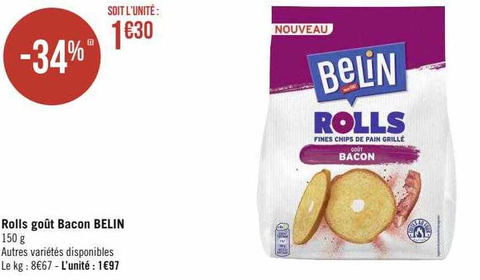 Promo Rolls Goût Bacon Belin chez Géant Casino - iCatalogue.fr