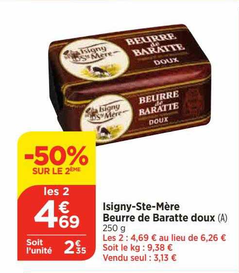 Promo Isigny Ste Mère Beurre De Baratte Doux Chez Bi1 