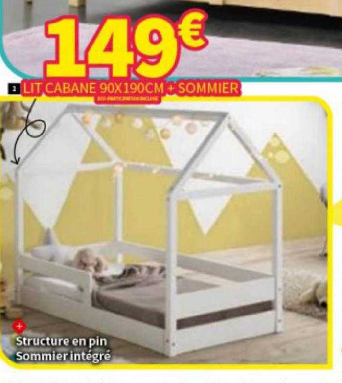 Promo Lit Cabane 90 X 190 Cm + Sommier Chez Conforama - ICatalogue.fr