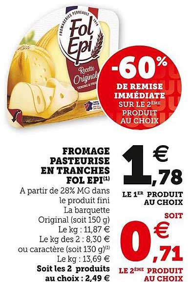 Promo Fromage Pasteurisé En Tranches Fol Epi Chez U Express 