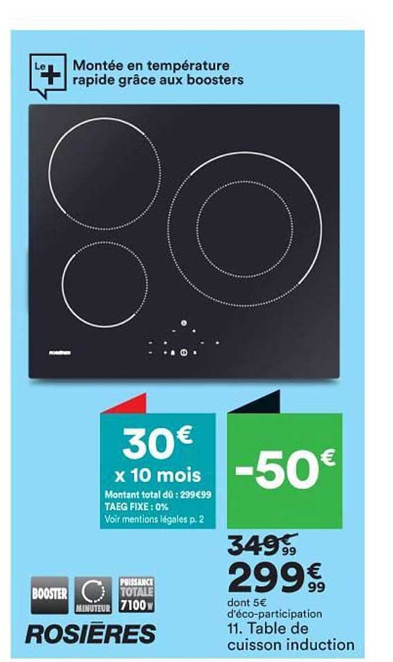 Table Induction Rosières RI633CT - Piano Encastrable, Occasion Fonctionnel
