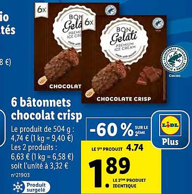 Promo 6 B tonnets Chocolat Crisp Bon Gelati Chez Lidl ICatalogue fr