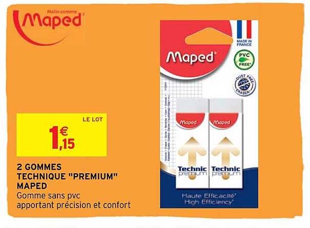 Promo Maped 2 gommes technic premium chez Carrefour