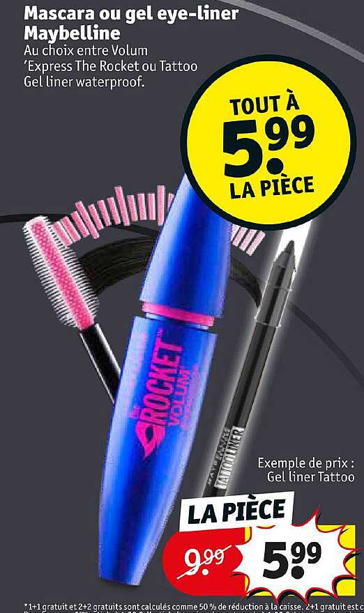Promo Mascara Ou Gel Eyeliner Maybelline chez Kruidvat iCatalogue.fr