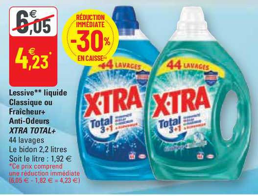 Promo XTRA TOTAL 3+1 lessive liquyide fraicheur + anti-odeurs chez G20