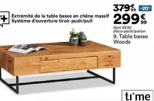 Table basse TIME placage chêne WOODS - Table basse BUT