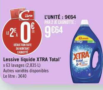 Lessive liquide concentrée XTRA TOTAL 2,835L 63 lavages - Super U