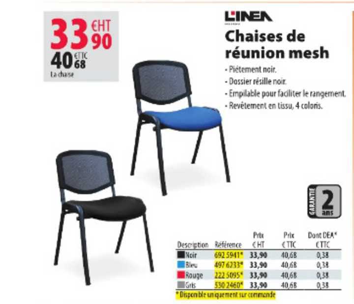 Offre Linea Chaises De Réunion Mesh chez Office Depot