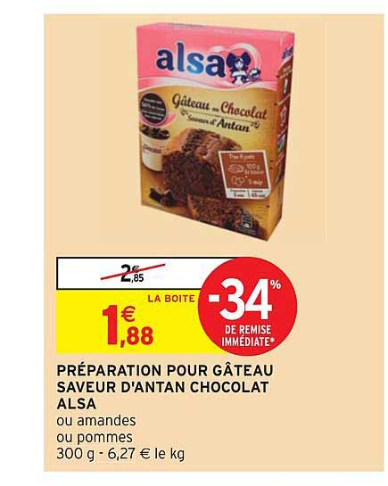 Offre Preparation Pour Gateau Saveur D Antan Chocolat Alsa Chez Intermarche Hyper