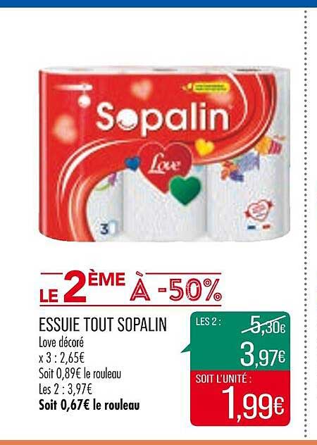 Promo Essuie tout SOPALIN LOVE chez E.Leclerc