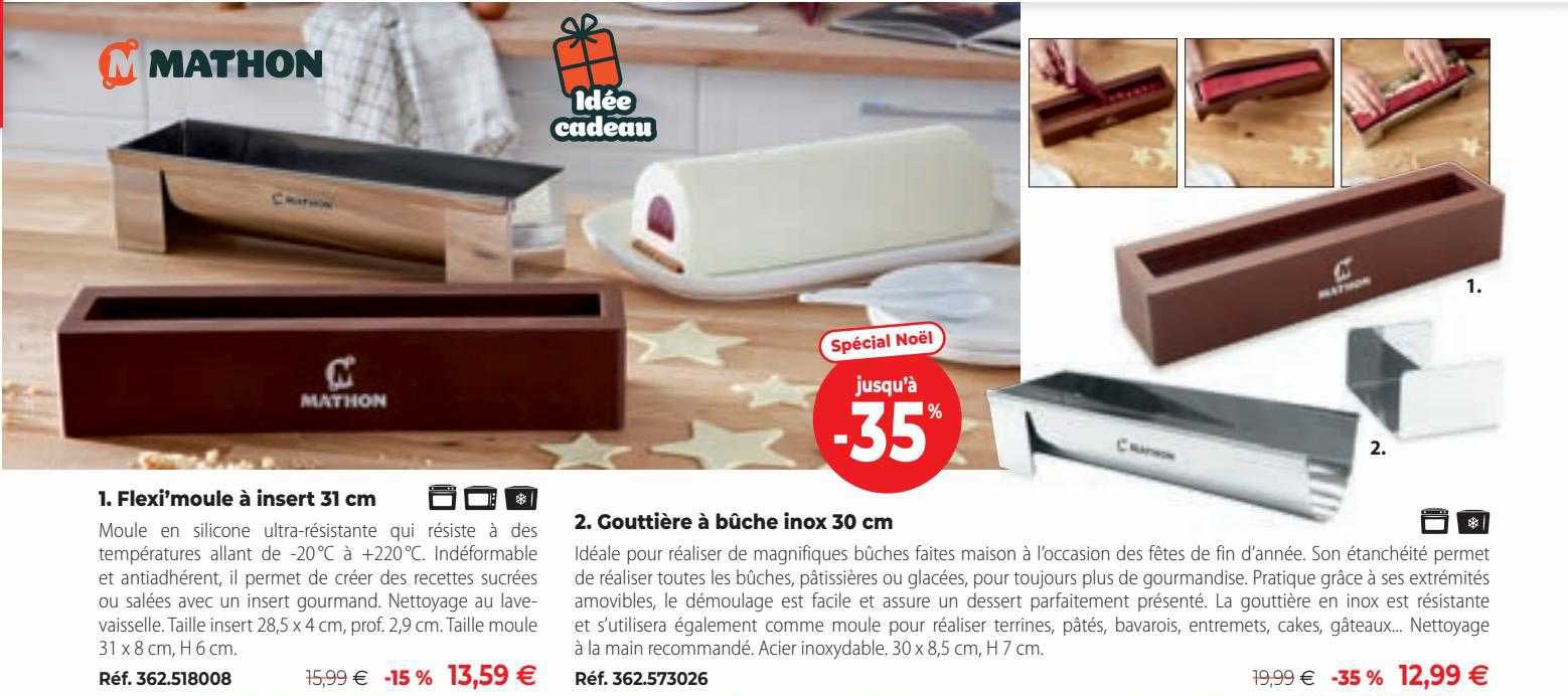 Kit Moule à Bûche De Noël En Inox Avec Insert - ScrapCooking - Pour Bûche Maison Cœur Glacé Ou Coulant - Recette Incluse