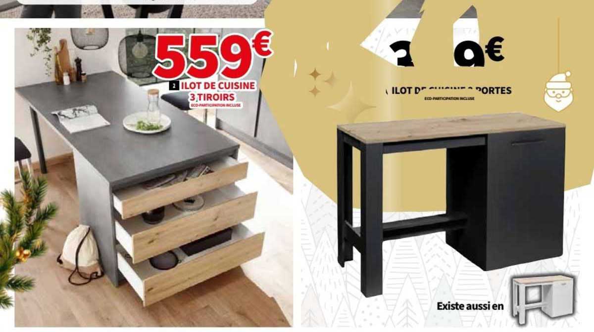 Promo îlot De Cuisine 3 Tiroirs chez Conforama - iCatalogue.fr