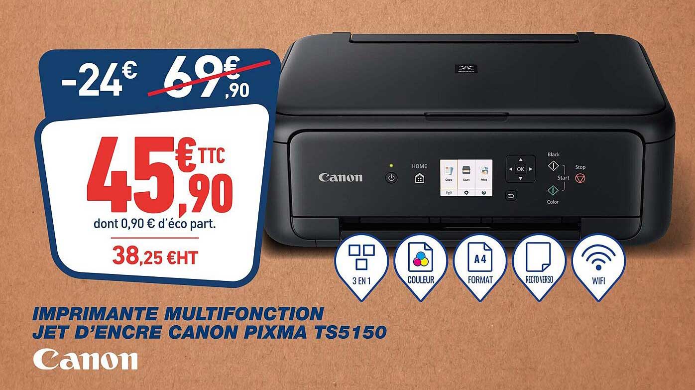 CANON Imprimante PIXMA TS5150 Multifonction Jet d'encre WiFi - Canon