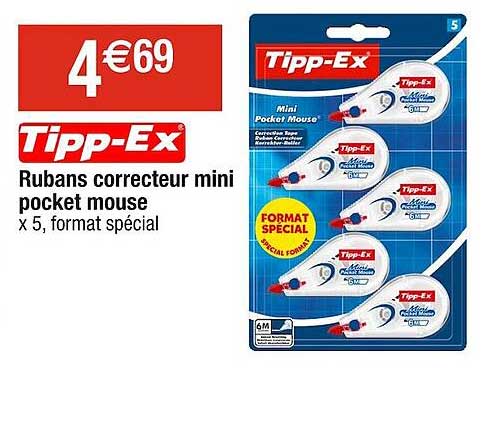 Lot De 10 Rubans Correcteurs Tipp-Ex Pocket Mouse - 4,2 Mm X 9 M, Jetables
