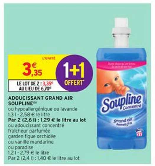 Promo Soupline adoucissant 3d grand air (b) chez Intermarché