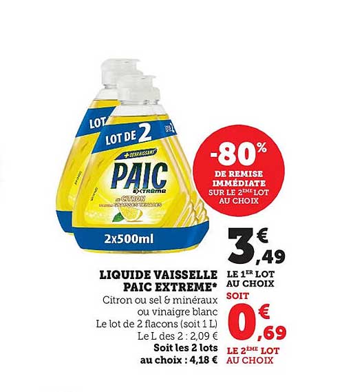 Liquide Vaisselle Extême au citron PAIC : le flacon de 500mL à Prix  Carrefour