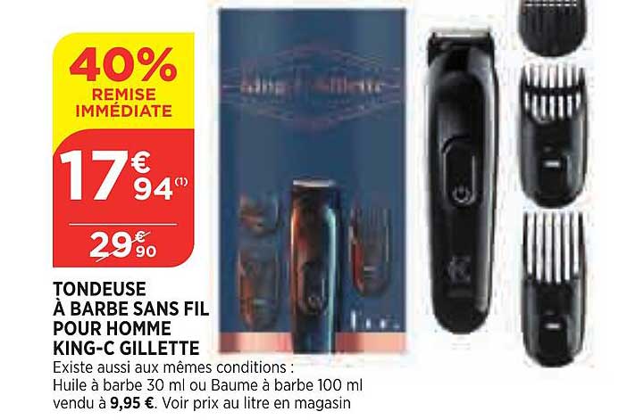 Offre Tondeuse à Barbe Sans Fil Pour Homme King-c Gillette chez Atac