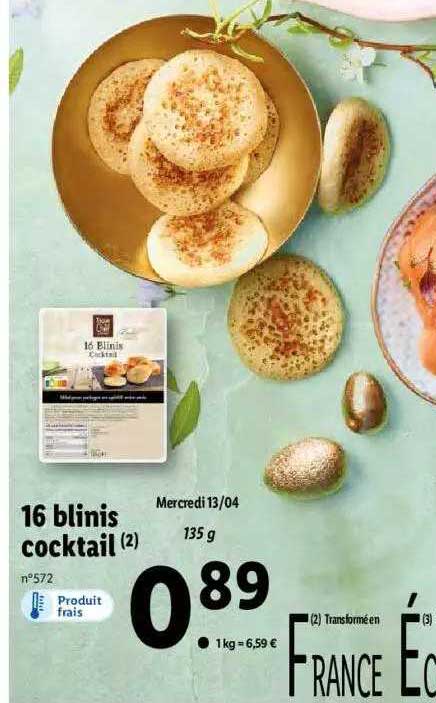 Promo 16 Blinis Cocktail Toque Du Chef chez Lidl - iCatalogue.fr