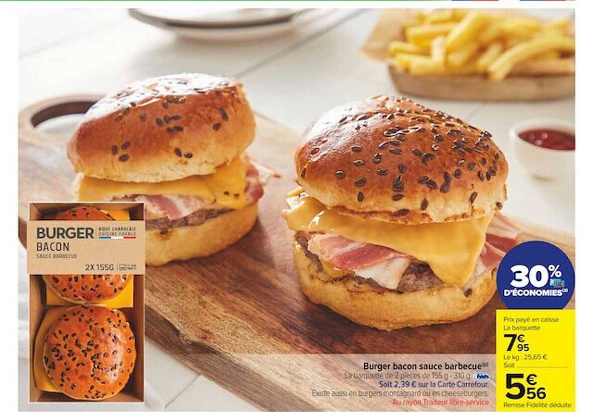 Promo Burger Bacon Sauce Barbecue chez Carrefour Market iCatalogue.fr