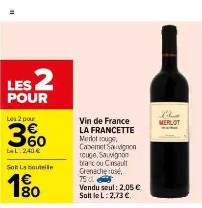 Vin rouge Merlot LA FRANCETTE