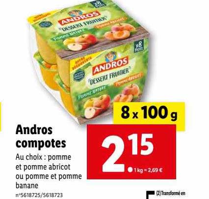 Andros - Compote pomme nature - Supermarchés Match